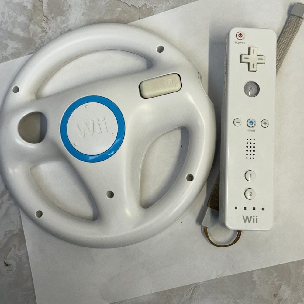 Nintendo Wii Wheel Steering Wheel + Wii Remote Controller White and Blue - Picture 3 of 14